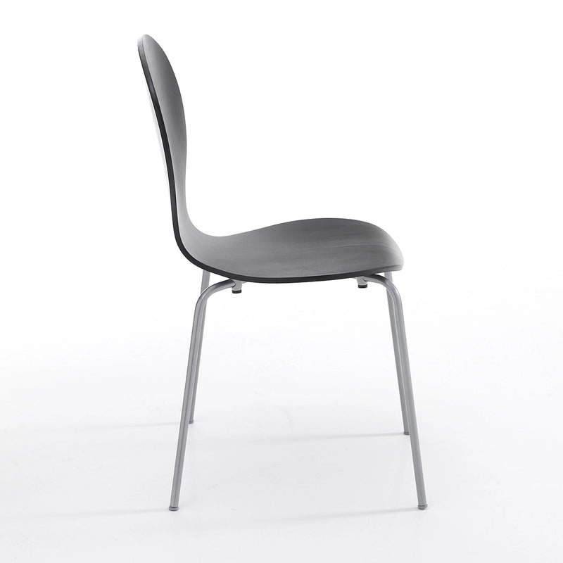 Chaise Moderne de salon, séjour et salle à manger Noir - pieds Chrome