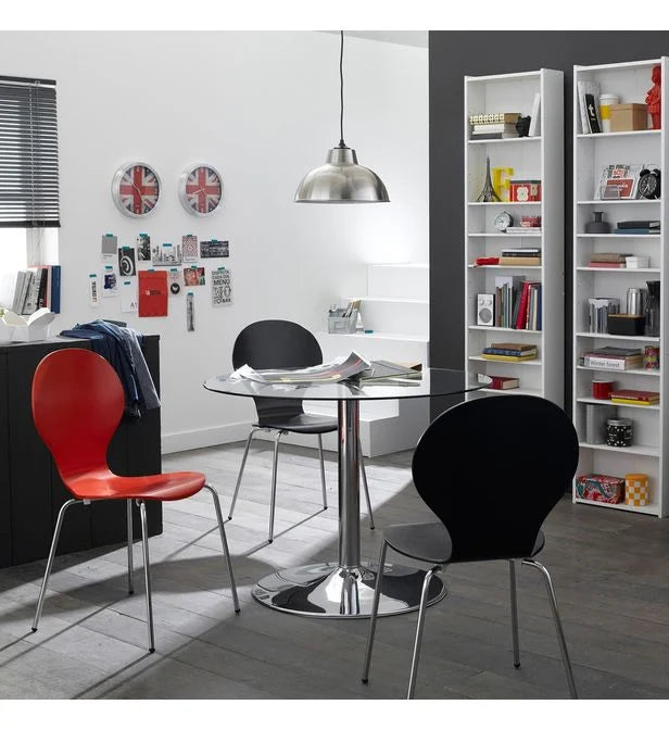 Chaise Moderne de salon, séjour et salle à manger Noir - pieds Chrome