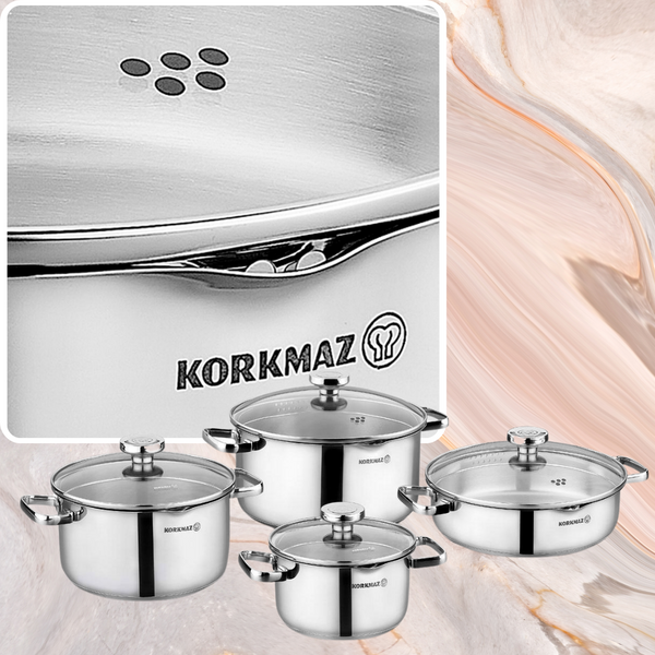 KORKMAZ AQUA Batterie de casseroles 8 pièces - Induction