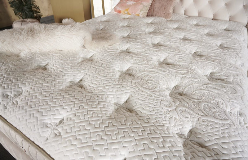 FLUFFY Lit coffre, Tête de lit et Matelas Crème orthopédique à système de ressort ensaché - Bella Home