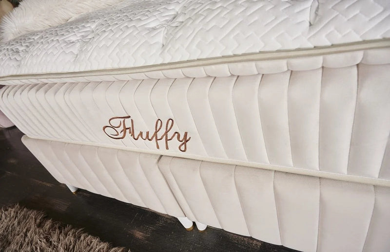 FLUFFY Lit coffre, Tête de lit et Matelas Crème orthopédique à système de ressort ensaché - Bella Home