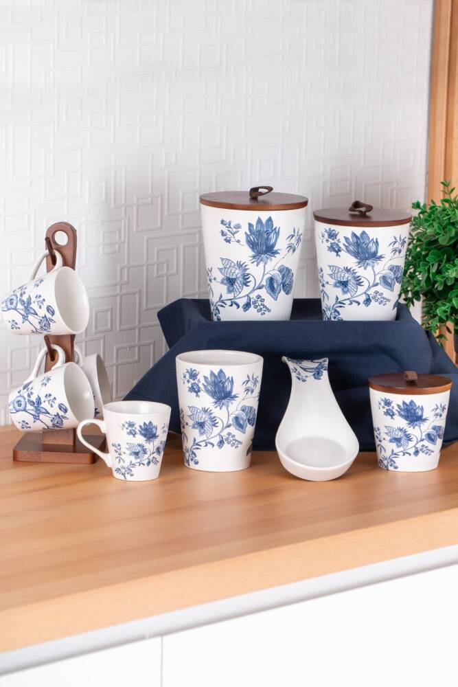 ACAR MISHA Set complet 4 mugs avec support, 3 pots de conservation, 1 porte-cuillère, 1 porte-ustensiles