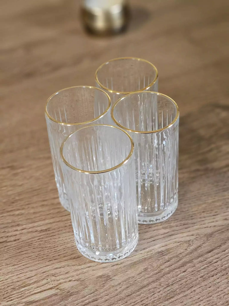 TREND HOME ROYAL GLASS Lot de 4 verres long gold