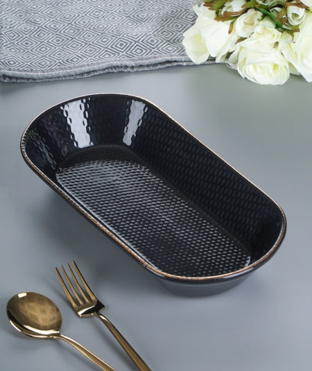 ACAR TREND BLACK Assiette creuse ovale (Gondole) - Bella Home