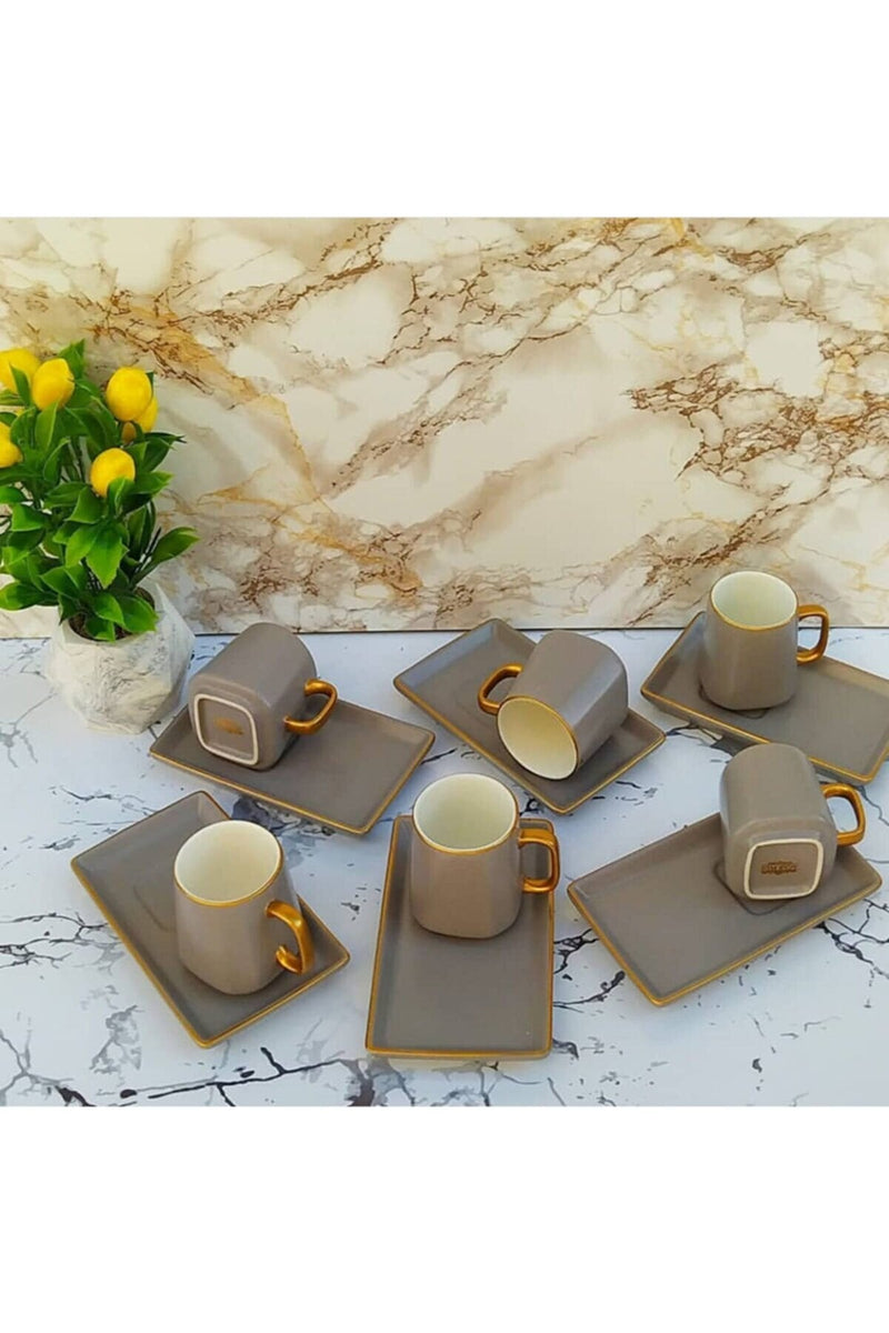 ACAR ANGLED Set de 6 tasses à café en porcelaine