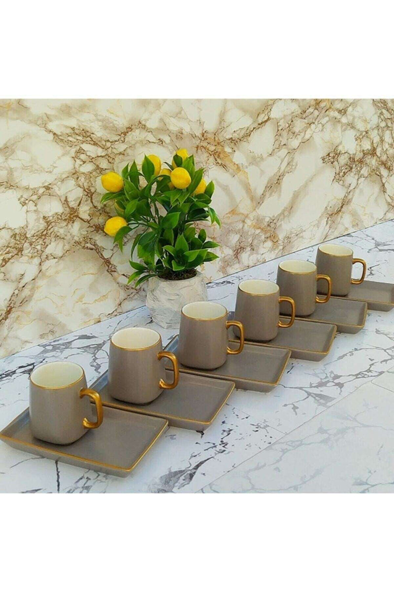 ACAR ANGLED Set de 6 tasses à café en porcelaine