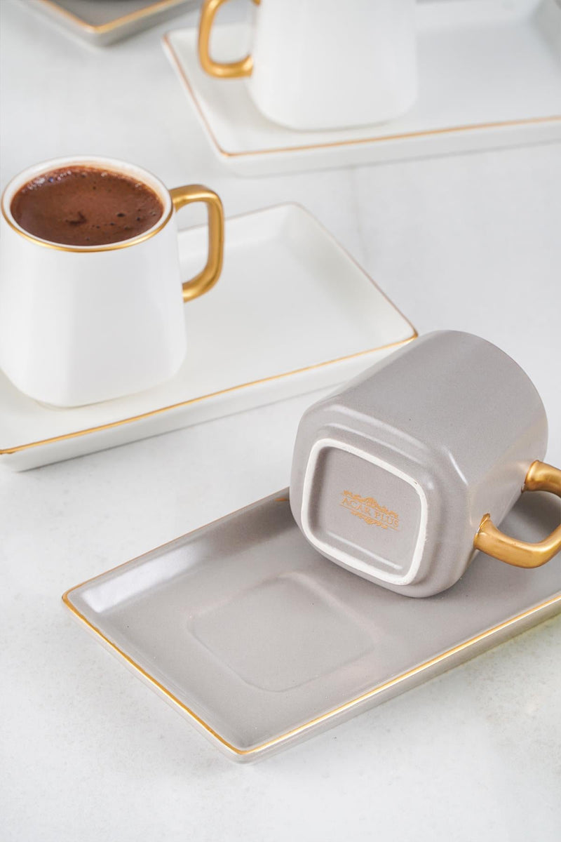 ACAR ANGLED Set de 6 tasses à café en porcelaine