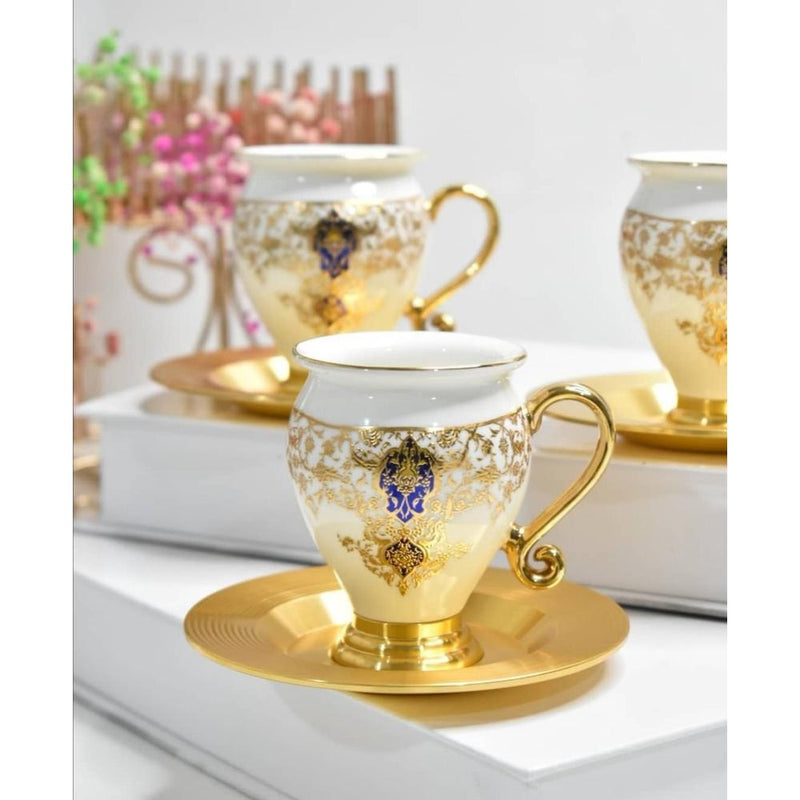 ACAR BRIELLA Set de 6 tasses à café en porcelaine et métal - BRIELLA PORSELEN ve METAL 6 LI KAHVE FİNCAN TAKIMI