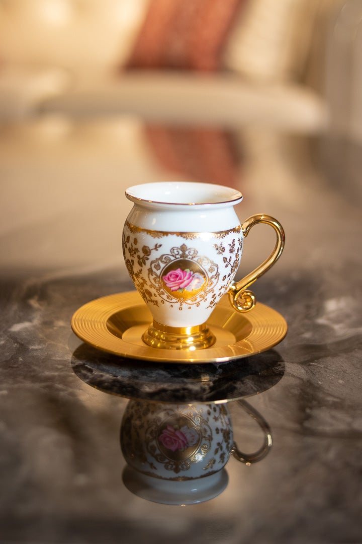 ACAR BRIELLA Set de 6 tasses à café en porcelaine et métal - BRIELLA PORSELEN ve METAL 6 LI KAHVE FİNCAN TAKIMI