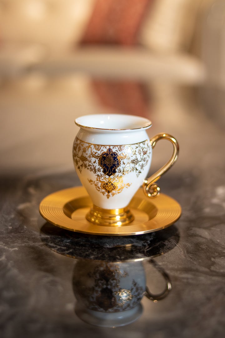 ACAR BRIELLA Set de 6 tasses à café en porcelaine et métal - BRIELLA PORSELEN ve METAL 6 LI KAHVE FİNCAN TAKIMI