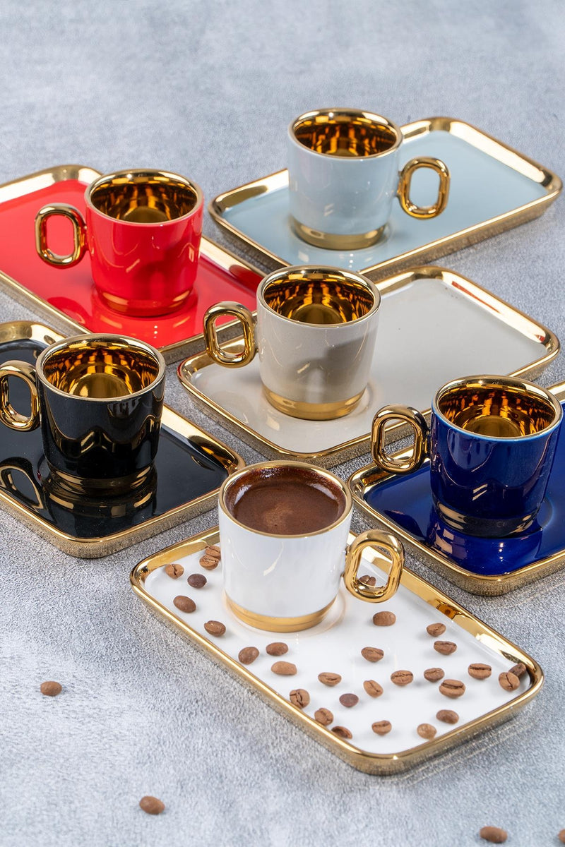 ACAR LORENZO Set de tasses à café en porcelaine 6 personnes 12 pièces