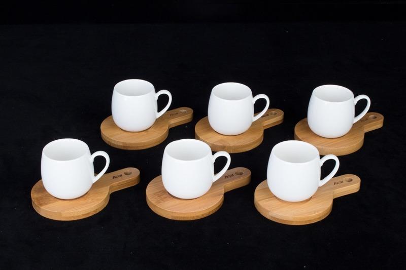 ACAR BAMBOU Tasses à café ronde 6 personnes 12 pièces - BAMBU SUNUMLU 6'li oval fincan set 12 parça