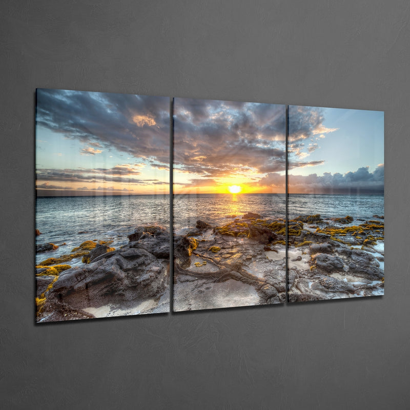 Méga Tableau en verre - Coucher de soleil sur Mer Mega Cam Tablo - Denizde Gün Batımı Mega-Glasbild-Sonnenuntergang über dem Meer