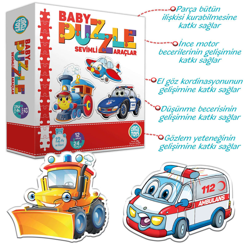 Les Véhicules Mignons pour les Puzzles de Bébé Baby Puzzle Sevimli Araçlar Die Niedlichen Fahrzeuge für Baby-Puzzles