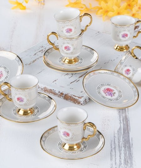 ACAR FIONA Set de 6 tasses à café en porcelaine - 90 ml - Bella Home