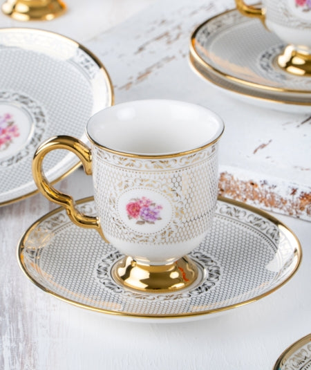 ACAR FIONA Set de 6 tasses à café en porcelaine - 90 ml - Bella Home