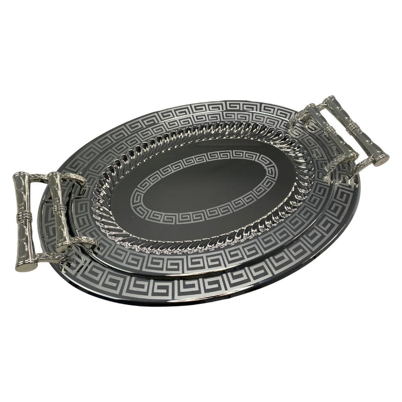 Lot de 2 plateaux de service ovale en argent