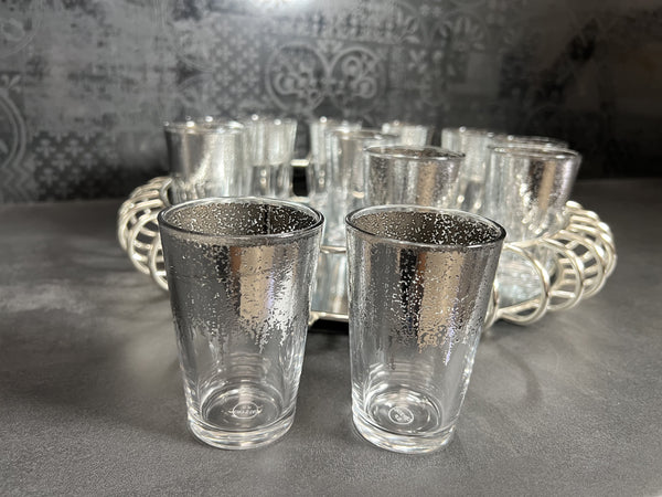 Bella Home Lot de 12 verres à thé argenté 12'li gümüş çay bardağı seti