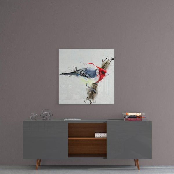 Tableau en verre - Oiseau rouge - Cam tablo - k?rm?z? ku? - Glasbild - Roter Vogel