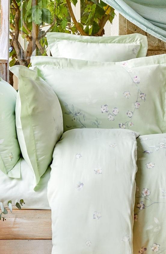  KARACA HOME NADIA ensemble de linge de lit en cotton satiné vert avec couvre-lit jacquard 2 personnes - Bella-Home: art de la table, verrerie, trousseau de mariée, décoration