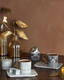 KARACA QUEEN Set de 2 Tasses à café avec soucoupes et petit sucrier en porcelaine blanc