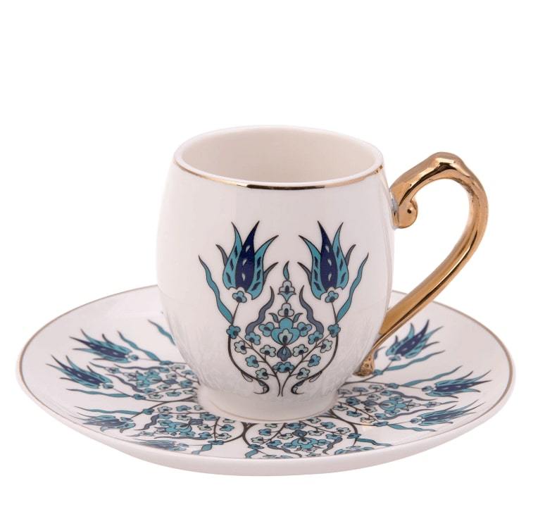 KARACA IZNIK Set tasses à café 12 pièces 6 personnes - Kahve fincan takımı 12 parça 6 kişilik