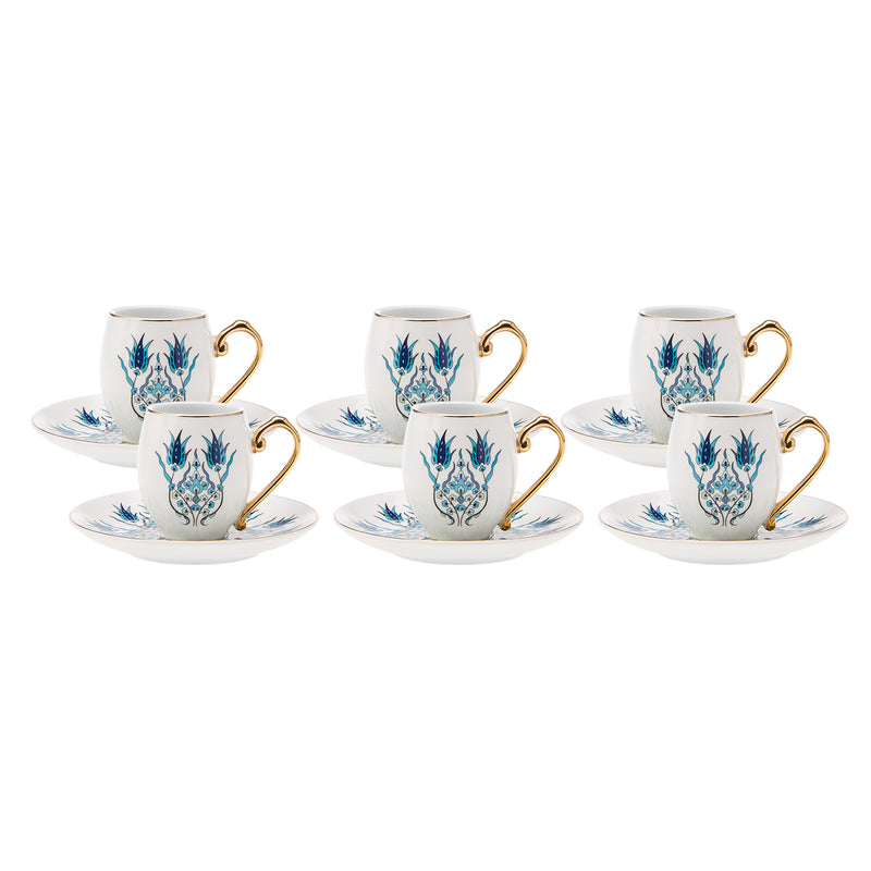 KARACA IZNIK Set tasses à café 12 pièces 6 personnes - Kahve fincan takımı 12 parça 6 kişilik