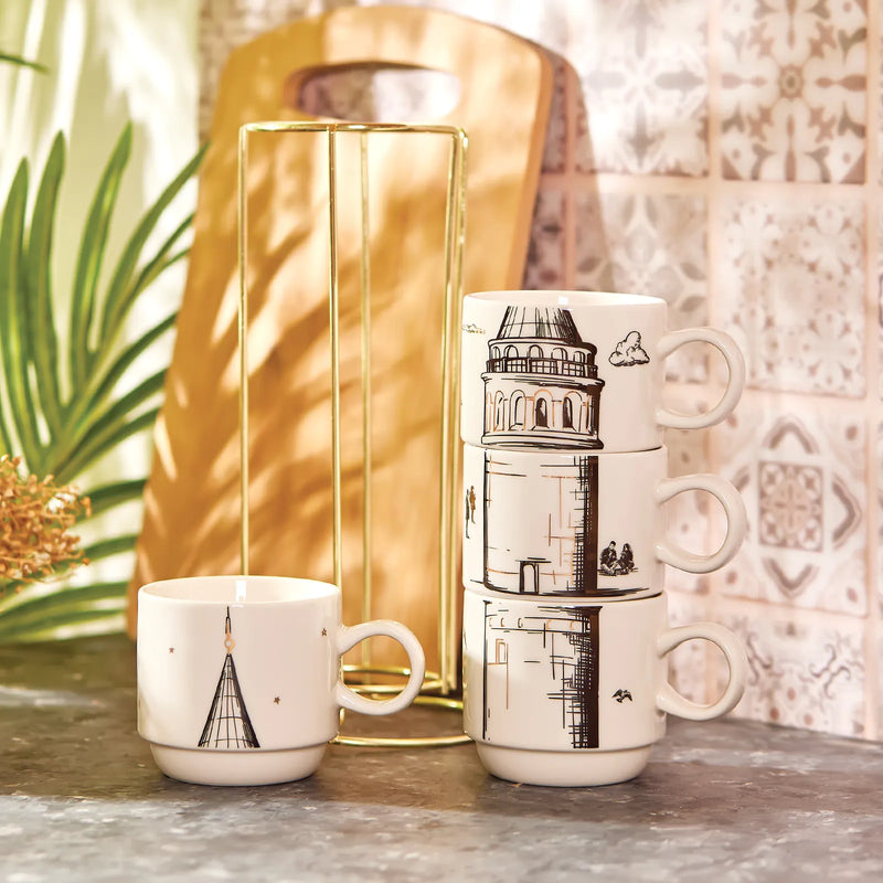 KARACA X İST COLLECTION GALATA Set de mug 5 pièces KARACA X İST COLLECTION GALATA 4 Parça Mug set KARACA X İST COLLECTION GALATA Becherset 5-tlg.