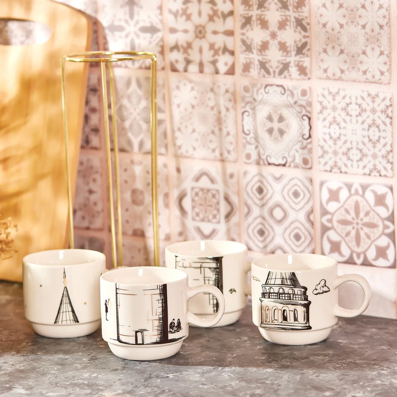 KARACA X İST COLLECTION GALATA Set de mug 5 pièces KARACA X İST COLLECTION GALATA 4 Parça Mug set KARACA X İST COLLECTION GALATA Becherset 5-tlg.