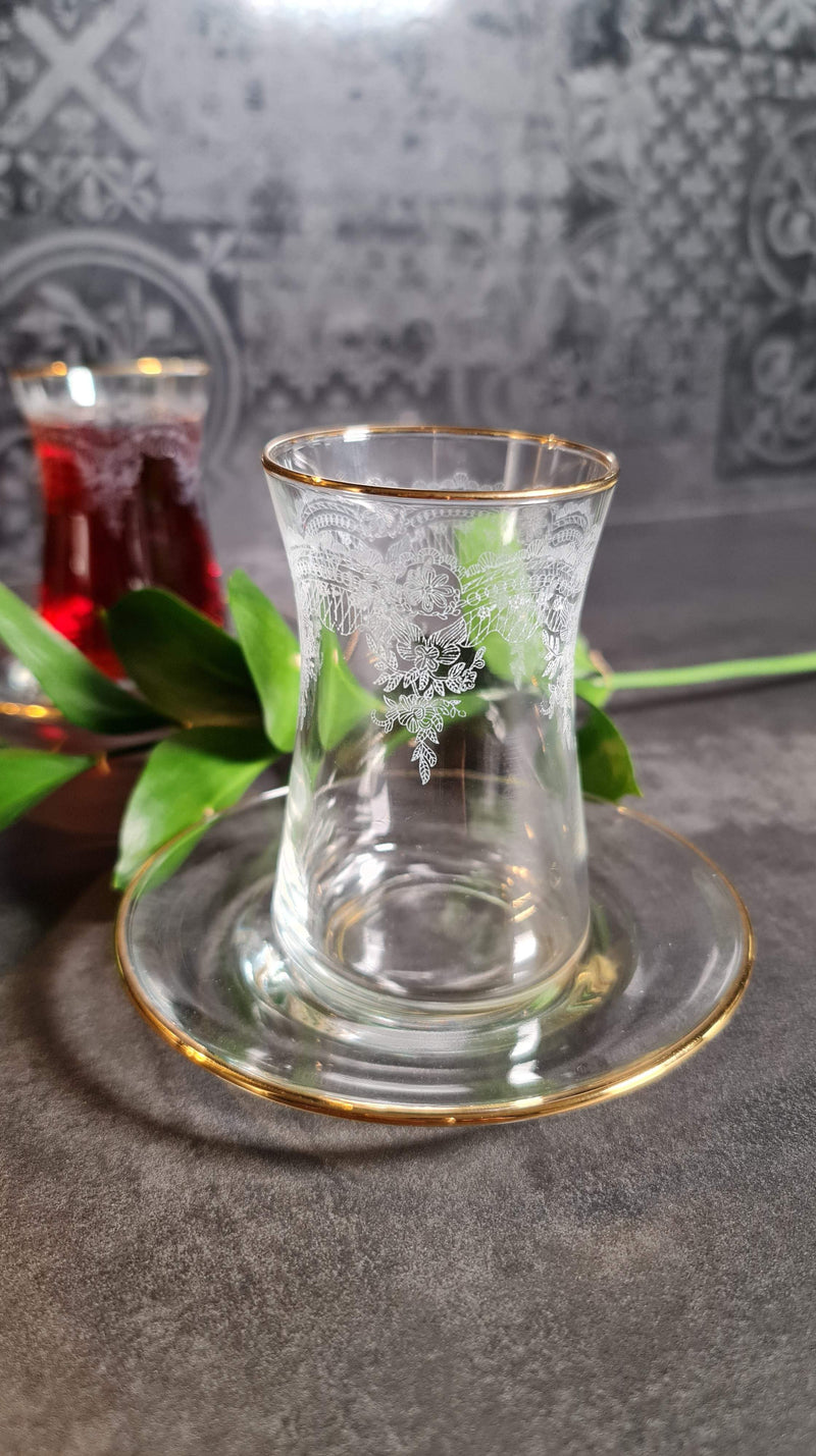 KARACA LACE YENi Set de verres à thé 12 pièces 6 personnes - 12 parça 6 kişilik çay seti