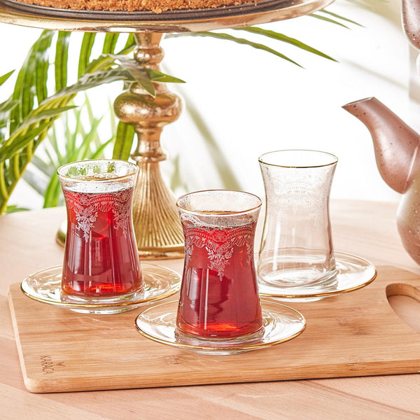 KARACA LACE YENi Set de verres à thé 12 pièces 6 personnes - 12 parça 6 kişilik çay seti