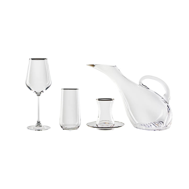 KARACA IRENE PLATIN RIM Set de verres 49 Pièces 12 personnes KARACA IRENE PLATIN RIM Bardak seti 49 Parça 12 kişilik KARACA IRENE PLATIN RIM Gläserset 49-teilig für 12 Personen