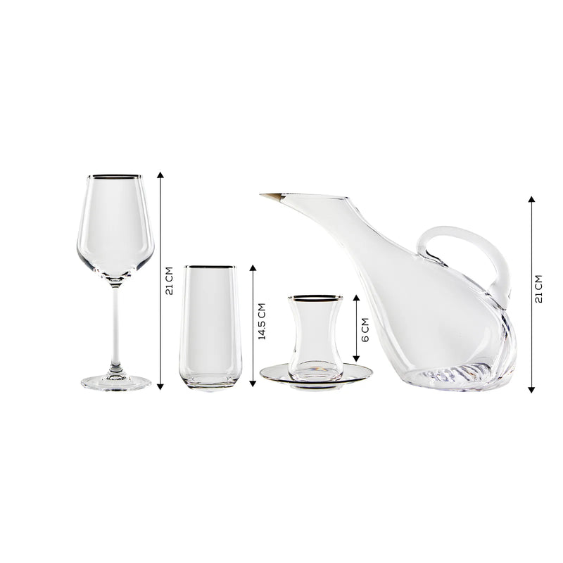 KARACA IRENE PLATIN RIM Set de verres 49 Pièces 12 personnes KARACA IRENE PLATIN RIM Bardak seti 49 Parça 12 kişilik KARACA IRENE PLATIN RIM Gläserset 49-teilig für 12 Personen