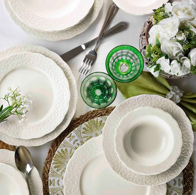 KUTAHYA PORCELAINE BONE AMORE IREM service de table 6 personnes 24 pièces - 24 Parca 6 kisilik yemek takimi