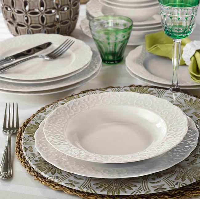 KUTAHYA PORCELAINE BONE AMORE IREM service de table 6 personnes 24 pièces - 24 Parca 6 kisilik yemek takimi