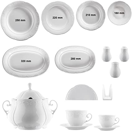 KUTAHYA PORCELAINE CAPRICE parca yemek takimi Service de table crème 12 personnes 83 pièces