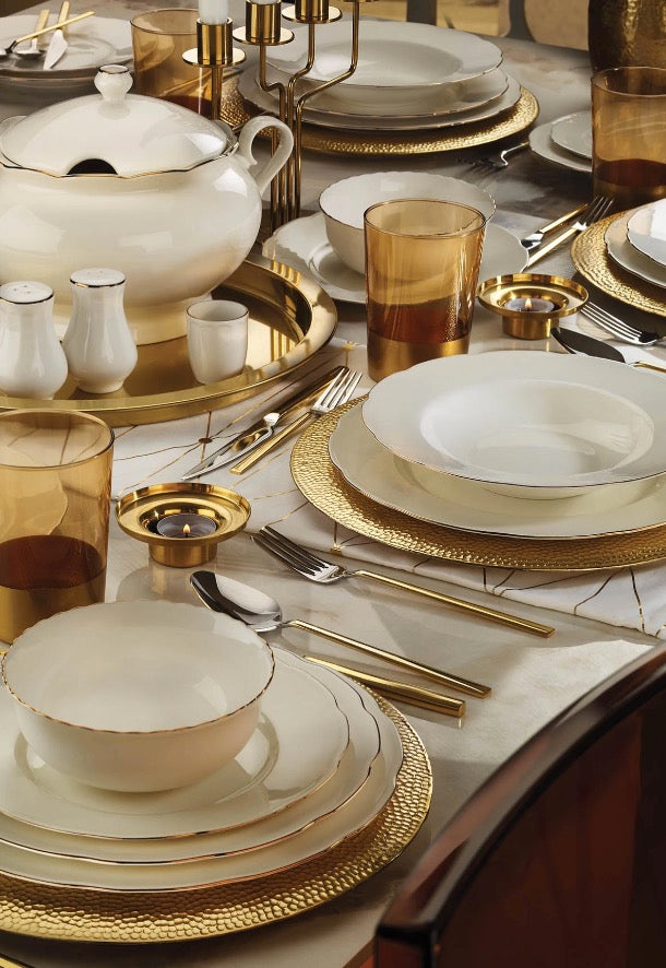 KUTAHYA PORCELAINE OLYMPOS Service liseré doré de table 12 personnes 80 pièces - 80 Parça 12 kisilik yemek takimi gold