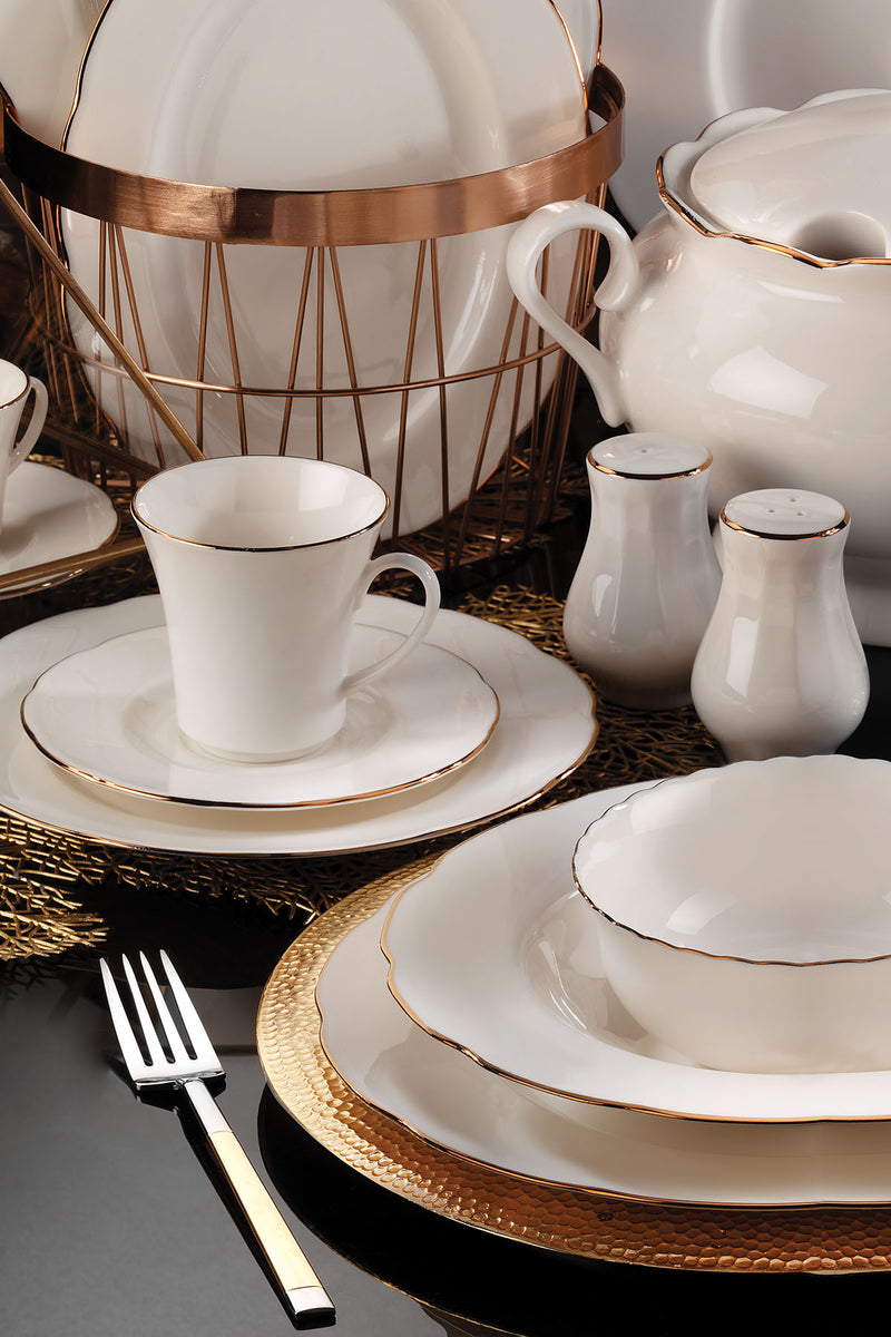 KUTAHYA PORCELAINE OLYMPOS Service liseré doré de table 12 personnes 80 pièces - 80 Parça 12 kisilik yemek takimi gold