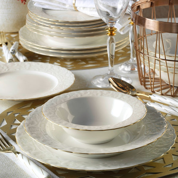 KUTAHYA PORCELAINE BONE AMORE BASAK GOLD Service de table 6 personnes 24 pièces emek takımı 24 parça 6 kişilik