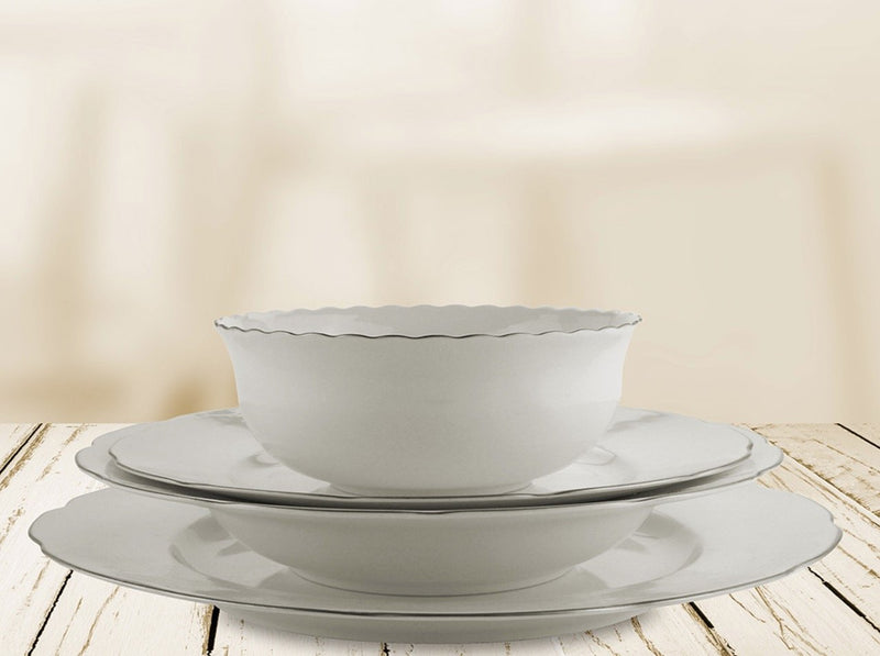 KUTAHYA PORCELAINE BONE OLYMPOS liseré argenté Service de table 6 personnes 24 pièces - 24 Parca 6 kisilik yemek takimi silver