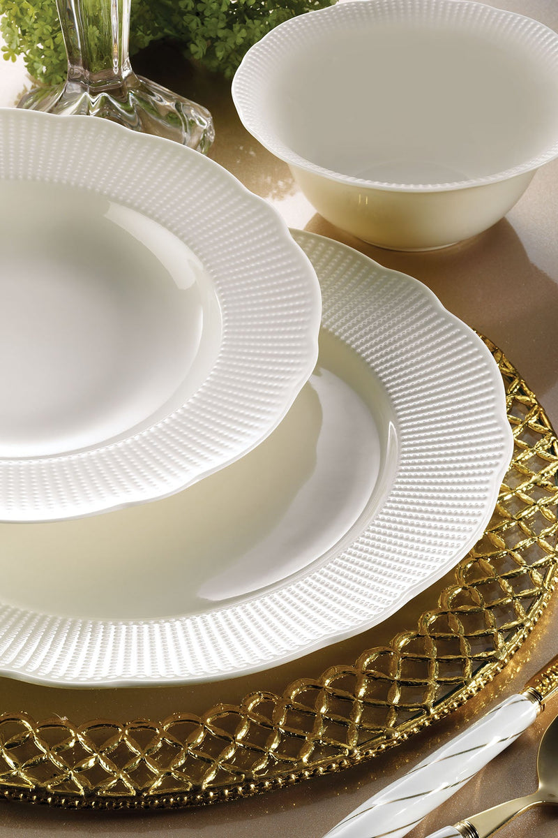 KUTAHYA PORCELAINE BONE AMORE ILAY Service de table 6 personnes 24 pièces - 24 Parça Yemek Seti