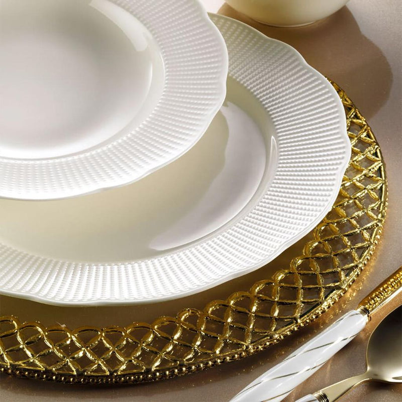 KUTAHYA PORCELAINE BONE AMORE ILAY Service de table 6 personnes 24 pièces - 24 Parça Yemek Seti