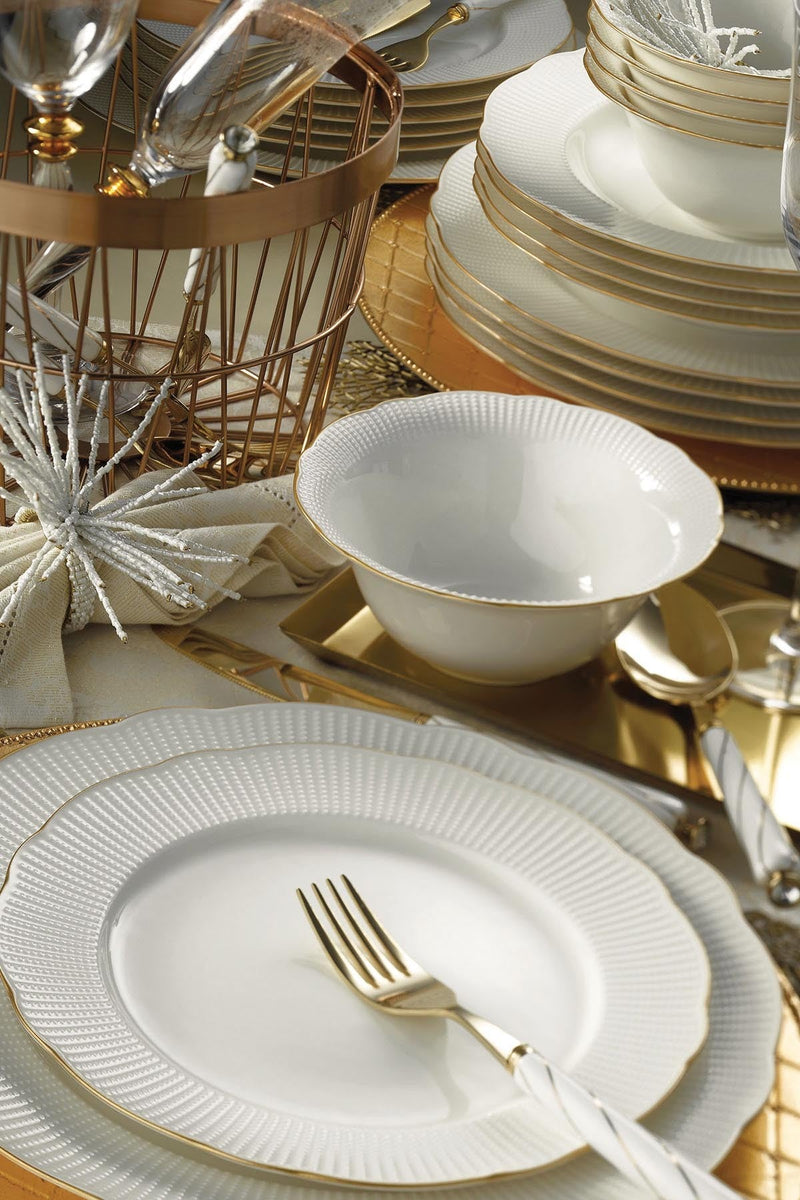 KUTAHYA PORCELAINE BONE ILAY Service liseré doré de table 6 personnes 80 pièces - 80 Parca 12 kisilik yemek takimi gold