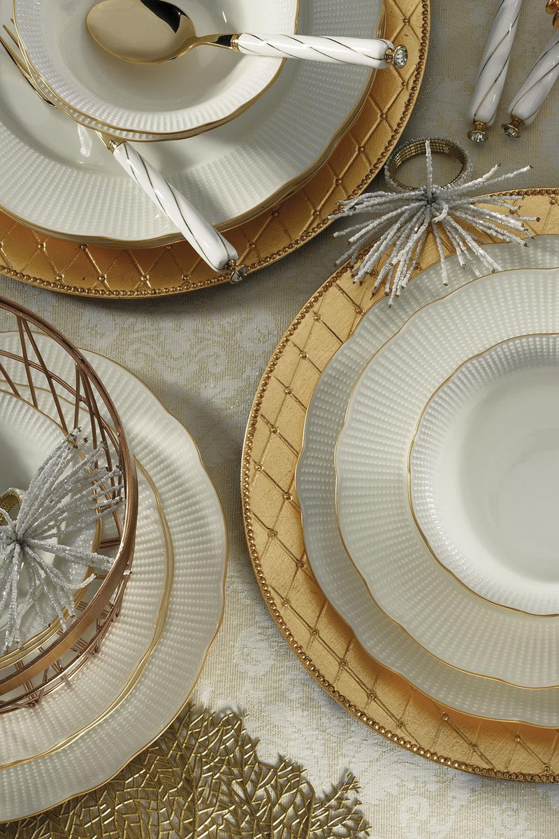 KUTAHYA PORCELAINE BONE ILAY Service liseré doré de table 6 personnes 80 pièces - 80 Parca 12 kisilik yemek takimi gold