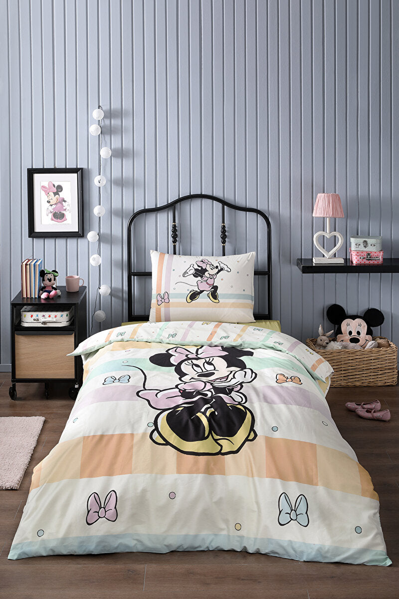 ÖZDILEK MINNIE MOUSE HAPPY  Disney Parure de lit renforcé enfant 1 personne ÖZDILEK MINNIE MOUSE HAPPY Tek kişilik Disney lisanslı çocuk ranforce nevresim takımı ÖZDILEK MINNIE MOUSE HAPPY Disney Kinderbettwäschegarnitur 1 Person 