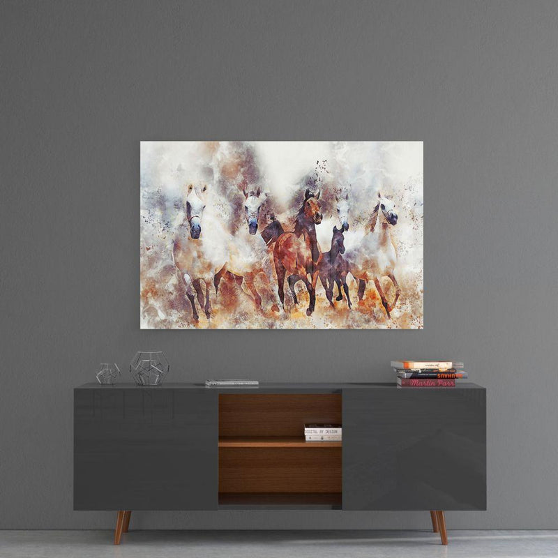 Tableau en verre - Chevaux de course sans jockey