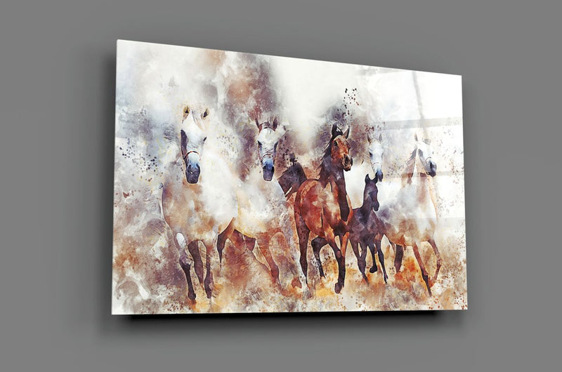 Tableau en verre - Chevaux de course sans jockey