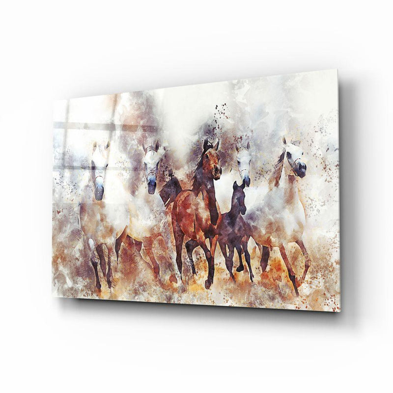 Tableau en verre - Chevaux de course sans jockey