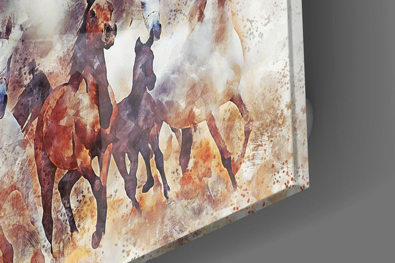 Tableau en verre - Chevaux de course sans jockey