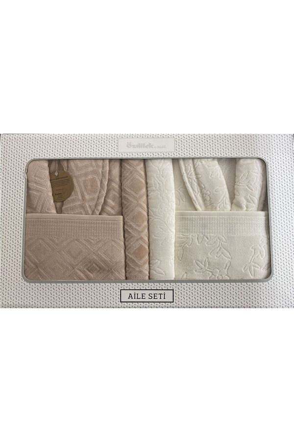 ÖZDILEK PASTORAL Set de bain pour 2 personnes crème beige ÖZDILEK PASTORAL  Aile banyo seti krem - bej ÖZDILEK PASTORAL Badeset für 2 Personen creme - beige